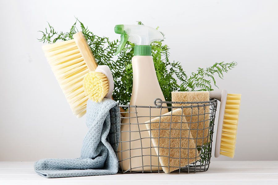 Eco-friendly cleaning products used in a Massachusetts home
